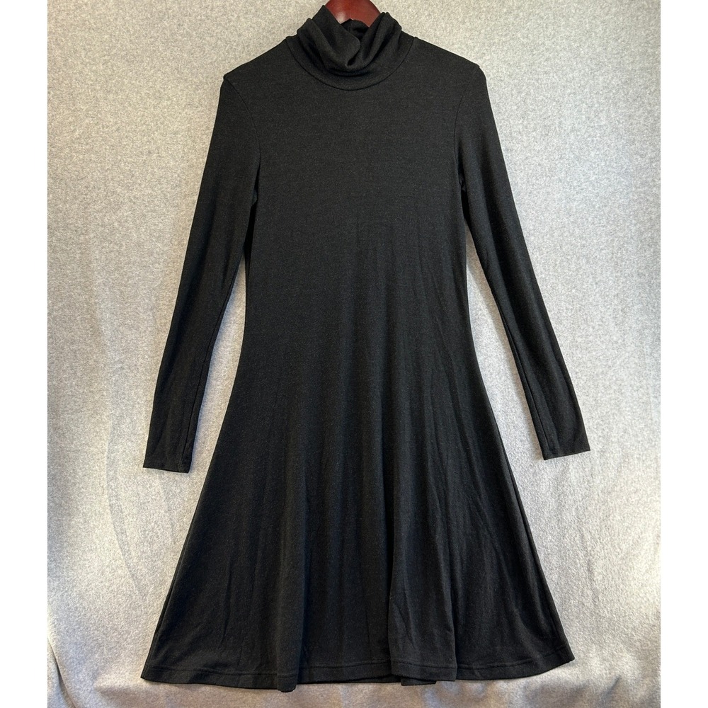Estelle and Finn Turtleneck Midi Dress Charcoal Gray Long Sleeve A-Line Sz S / M